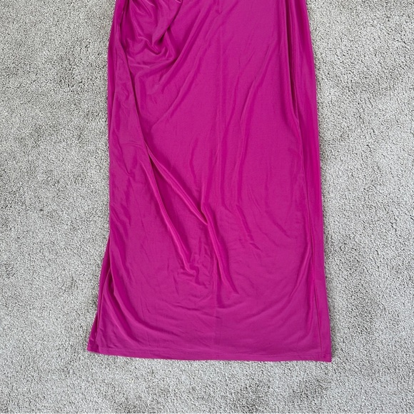 Zara Women’s Draped Neckline Midi Dress Sleeveless Blogger Favorite in Fuchsia M - Picture 5 of 14